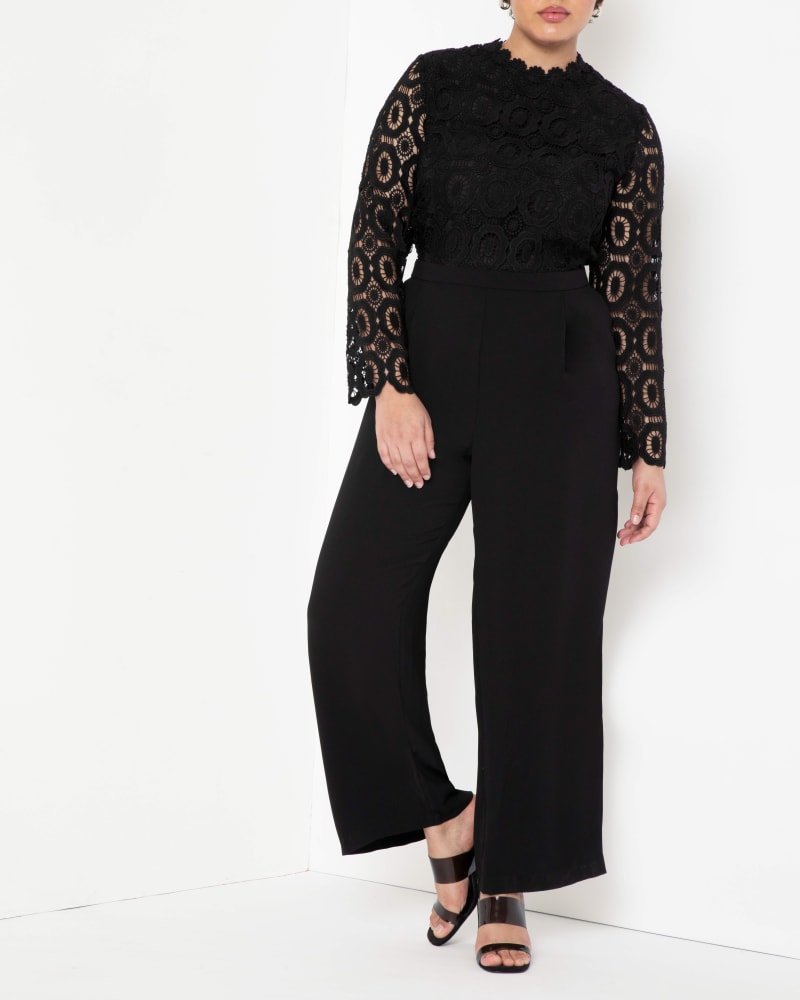 Plus size model wearing Sunny Night Out Lace Jumpsuit by ELOQUII | Dia&Co | dia_product_style_image_id:189339